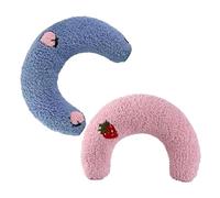 Milisten Lot de 2 Coussins de U pour Animaux de Compagnie Oreillers Cervical pour Chats et Chiots Demi-Donut Doux en Tissu Facile à Nettoyer Couleurs Rose et Bleu pour Siestes et