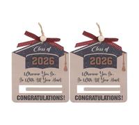 Milisten Lot de 2 Décorations Suspendues en Bois 16,5 X 15 Cm pour Remise de Diplômes 2026, Ornements Mémoriels en Bois Naturel pour Fête et Souvenir de Fin D’études