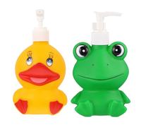 Milisten Lot de 2 Distributeurs de Lotion Dessin Animé en Vinyle 300 Ml, Flacons Pompes Pressions Étanches, Accessoires de Salle de Bain Pratiques pour Shampooing et Gel, Usage Domestique