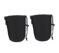 Milisten Lot de 2 Étuis pour Objectif D'appareil Photo en Néoprène Noir Crochet, Protection Antichoc et Design Élastique Ajustable pour Lentilles Reflex