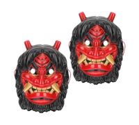 Milisten Lot de 2 Masques de Cosplay Japonerie Tengu en Plastique Rouge - Masques Intégral de Diable et Samouraï pour Fête D’Halloween et Bal Masqué - Accessoires de Déguisement Effrayants