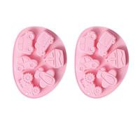 Milisten Lot de 2 Moules en Silicone 3d Transport pour Gâteau et Chocolat, 6 Formes Véhicules Différents, Couleur Rose, Moule à Pâtisserie Antiadhésif Multifonctionnel, Résistant Haute