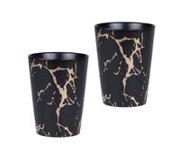 Milisten Lot de 2 Mugs à Café en Céramique 300 Ml Effet Marbré Noir et Or, Tasse à Lait et Tasse à Eau pour Maison, Bureau et Restaurant, Design Nordique Chic et Moderne