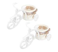 Milisten Lot de 2 Paniers à Fleurs Tissés en Fibres Naturelles Mini Vélo Décoratif 3 Roues Panier Multifonction Compact pour Décoration Maison et Mariage Porte-Fleurs Rustique et