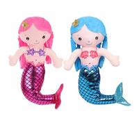 Milisten Lot de 2 Peluches sirène Scintillantes pour Filles, poupée Princesse Douce en Peluche avec écailles de Poisson Scintillantes.