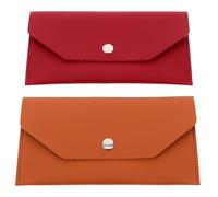 Milisten Lot de 2 Porte-Cartes et Porte-Monnaie en PU Cuir Synthétique, Format Enveloppe Rectangulaire Long, Organiseur D'enveloppes à Argenté pour Budget en Espèces, Portefeuille de