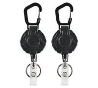 Milisten Lot de 2 Porte-clés Rétractables Robustes Clip à Bobine Haute Élasticité, Cordon Résistant Anti-Perte pour Escalade et Usage Extérieur, Accessoire Multifonction pour Badges et
