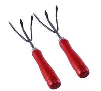 Milisten Lot De 2 Râteaux De Jardin à 3 Dents Manche en Bois Antidérapant pour Désherbage Manuel, Cultivateur Compact pour Extérieur, Outil De Jardinage Pratique Et Léger