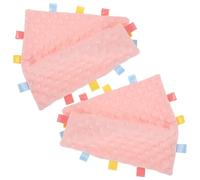 Milisten Lot de 2 serviettes apaisantes pour bébé, couverture sensorielle à alvéoles avec étiquettes multicolores, carré de 25 x 25 cm, doudou sensoriel idéal pour la poussée dentaire et la