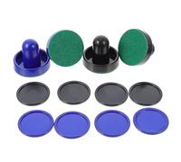 Milisten Lot de 2 Sets de Kits Accessoires Hockey sur Air 60Mm et 51Mm Poussoirs et Palets en Plastique Noir et Bleu Rechange pour Table de Air Hockey Jeu de Pièces pour Loisirs