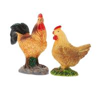 Milisten Lot de 2 Statues de Poules de Jardin Miniatures pour Décoration Intérieure et Extérieure, Figurines Réalistes en Résine, Accessoires Décoratifs pour Salon et Jardin, Modèle
