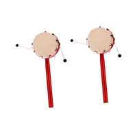 Milisten Lot de 2 Tambours Hochets en Peau de Mouton 7 Cm Rouge pour Bébé, Jouets Traditionnels Chinois à Secouer, Stimulation Auditive et Motricité Fine, Jeu Éducatif Sensoriel