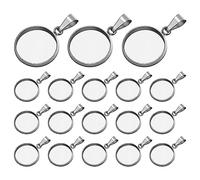 Milisten Lot de 20 plateaux pour pendentifs - Lunette ronde vierge - Plateau - Cabochon - Réglages pour bricolage et fabrication de photos - - 16 mm
