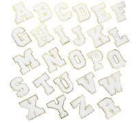Milisten Lot de 26 Écussons Brodés Alphabet Anglais Thermocollants Blancs, Patchs de Réparation à Coudre pour Vêtements, T-shirts et Paquet, Matériel de Couture Polyvalent pour Artisanat