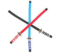 Milisten Lot de 3 Lames Japonaises Cosplay pour Garçon et Filles Jouets d'Épée Longs Accessoires de Fête Amusants pour Jouets d'Extérieur pour Garçon et Filles de 8 à 12 Ans