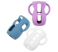 Milisten Lot de 3 Manchons en Silicone pour Biberons 240 Ml, Housses Anti-casse avec Doubles Poignées, Couleurs Blanc, Bleu Marine et Violet, Compatibles Biberons en Verre, Protection