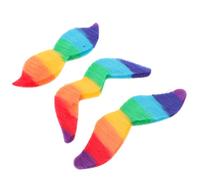 Milisten Lot de 3 Set de Fausses Moustaches Colorées Arc-en-ciel Auto-adhésives en Peluche Douce, Accessoires de Fête pour Déguisement Clown, Mardi Gras, Halloween et Carnaval, Ensemble