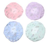Milisten Lot de 4 Bonnets Femmes Réutilisables en Pe Double Couche Imperméable et Bande Élastique Confortable pour Soins en Salon et Baignade