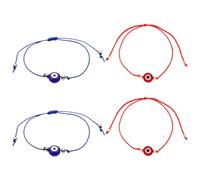 Milisten Lot de 4 Bracelets Tressés Œil Maléfique en Verre Bleu, Cordon Réglable, Accessoires Déco et Protection le Mauvais Œil, Bracelets Turcs pour Homme et Femme, Couleur Aléatoire