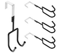 Milisten Lot de 4 Crochets Suspendus sans Perçage en Fer Anti-dérapant, Couleur Noire, Double Tête, pour Porte, Cintres à Vêtements et Organisation Maison, Gain de Place Chambre et Salon