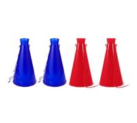 Milisten Lot de 4 Mégaphones d'Encouragement en Plastique Étanche Couleurs Rouge et Bleu Accessoires Bruyants pour Supporter Équipe Jouets de Corne de Fête Multifonctionnels pour