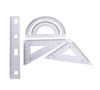 Milisten Lot de 4 outils de géométrie en alliage d'aluminium léger - Règle droite, triangle, rapporteur - pour étudiant, enseignant, architecte, ingénieur |