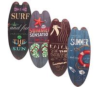 Milisten Lot De 4 Panneaux Décoratifs En Bois Planche De Surf Pour Décoration Murale Plage Été, Accessoires Muraux Bar Et Maison, Style Vintage Nautique, Salon Et Salle De Bain