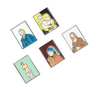 Milisten Lot de 5 Broches Décoratives en Alliage Émail, Style Dessin Animé, Portraits Célèbres, Multicolores, Accessoires de Costume pour Vêtements, Paquet et Chapeaux, Broches Fantaisie