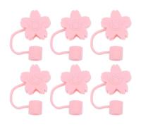 Milisten Lot de 6 Bouchons de Paille en Silicone Anti-poussière, Motifs Chat Patte et Fleur de Cerisier, Réutilisables, Légers et Étanches, Accessoires Décoratifs pour Pailles, Usage