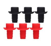 Milisten Lot de 6 Bouchons de Scellage en Silicone Réutilisables pour Bouteilles de Vin, Assortiment 3 Rouges 3 Noirs, Petite Prise Étanche pour Accessoires de Bar et Conservation du Vin