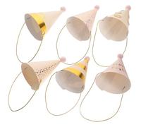 Milisten Lot de 6 Chapeaux d'anniversaire Pompons en Peluche Motifs à Paillettes et Pois Couleurs Rose et Or Accessoires de Fête pour Garçon et Filles Mini Chapeaux de Fête Joyeux