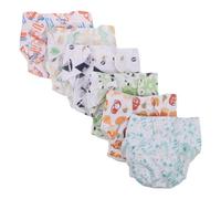Milisten Lot de 6 Culottes D'apprentissage pour Bébé Réglables avec Boutons-pression, Couches Lavables Respirantes et Absorbantes, Imprimées, avec 6 Inserts Absorbants - Propreté Confort