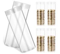 Milisten Lot de 6 Tubes à Pièces de Monnaie en Plastique Transparent Couvercles Étanches Diamètre 32 MM Porte-Monnaie pour Collectionneurs Rangement Sécurisé pour Pièces et Rouleaux