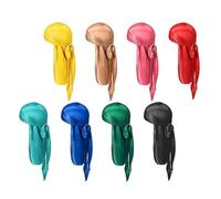 Milisten Lot de 8 Turbans Durag à Longue Queue Unisexes en Satin, Bonnets Pirates Extensibles pour Perte de Cheveux, Foulards Confortables et Antidérapants Adaptés Couleur Aléatoire