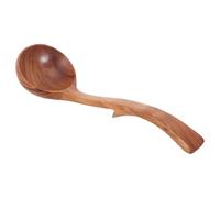 Milisten Louche en Bois D’acacia Grosse Taille 28 Cm avec Crochet Arrière Incurvé, Cuillère à Soupe Antiadhésive pour Cuisiner, Ustensile Long Manche Service Soupe et Porridge Quotidien