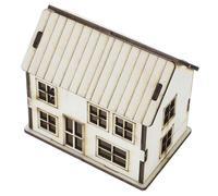 Milisten Maison Miniature Bois Prête à Emploi pour Décoration de Noël Modèle Architectural Bois Beige Figurine de Maison de Poupée pour Scènes Miniatures et Jardins Décoratifs