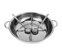 Milisten Marmite à Fondue à Double Compartiment en Acier Inoxydable 304, 36 Cm, Pot Divisé pour Cuisson sur Cuisinière à Induction et Gaz, Casserole Chinoise pour Repas en Famille