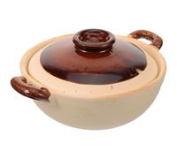 Milisten Marmite en Terre Cuite 500 Ml Double Poignée, Pot à Ragoût Traditionnel pour Cuisson Gaz, Casserole Cuisine Antiadhésive pour Bibimbap et Plats Mijotés