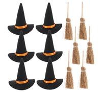 Milisten Mini Chapeaux de Magicien et Balais Feutre pour Décoration Halloween Set Créatif pour Table Étagère et Petits Espaces Design