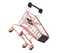 Milisten Mini Chariot de Courses Rose Doré Miniature pour Garçon Fille Accessoire Déco et Support Maquillage Caddie à roulettes pour Jeu et Photo