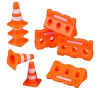 Milisten Mini Cônes de Circulation Plastique et Barrières de Sécurité Orange Jouets Éducatifs pour Garçon Fille pour Apprentissage Signalisation Routière et Jeux de Cônes Barrières