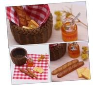 Milisten Miniature Bread Storage Basket Set for Dollhouse Kitchen Décor Realistic Mini Breakfast Basket with Honey Condensed Milk Rye Baguette Playthings and Table Accessories