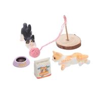 Milisten Miniature Cat Figurines Playset with Yarn Ball Compact Animal Dollhouse Kit for Indoor and Outdoor Creative Role-Playing and Home Decoration