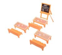 Milisten Miniature Drawing Desk and Blackboard Set Lightweight Plastic Dollhouse Furniture for Pretend Play Portable Mini Study Table with Chair Safe and Easy Assembly