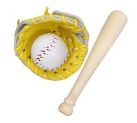 Milisten Miniature Set Baseball Bat Glove Ball Wooden Leather Model for Dollhouse Decoration and Role Play Toys