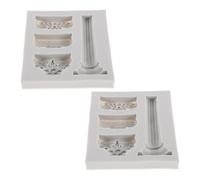 Milisten Moule en Silicone Pilier Romain 2 Pcs Moule à Fondant pour Décoration de Gâteau Résistant Haute Température pour Loisirs Créatifs et Modelage