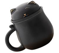 Milisten Mug à Thé en Céramique avec Infuseur Intégré Grosse Capacité 400 Ml Couleur Noir Zen Tasse à Thé Séparateur de Feuilles pour Bureau et Maison Mug Café Filtre Pratique Design Panda
