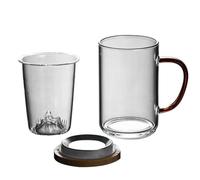 Milisten Mug Infuseur Borosilicate Transparent 400 Ml Couvercle pour Thé et Café en Verre Bureau