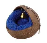 Milisten Nid Oiseau Suspendu Naturel Coquille de Noix de avec Coussin Chaud et Clochette Lit Douillet Respirant pour Perruches Canaris et Oiseaux Extérieur