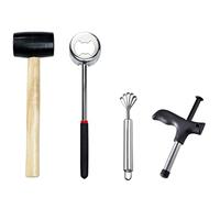 Milisten Ouvre-noix en Acier Inoxydable 4 Pièces, Ensemble Marteau, Trancheuse et Grattoir pour Fruits à Coque, Outil Réutilisable pour Fruits Tropicaux et Fruits Secs, Usage Domestique